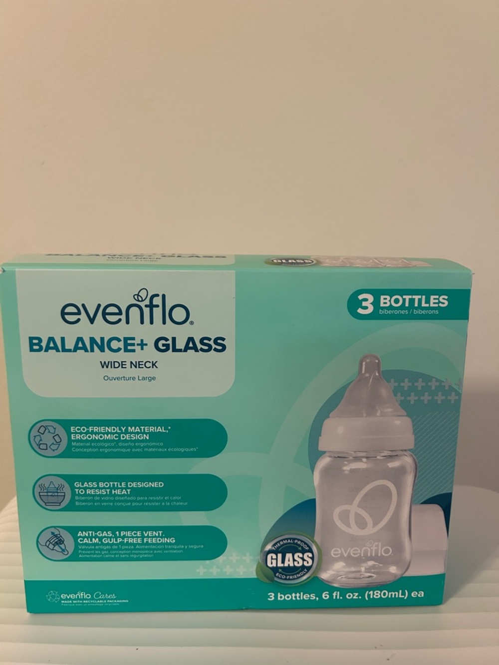 Evenflo Balance+ Glass Wide Neck Baby Bottles - Seafoam